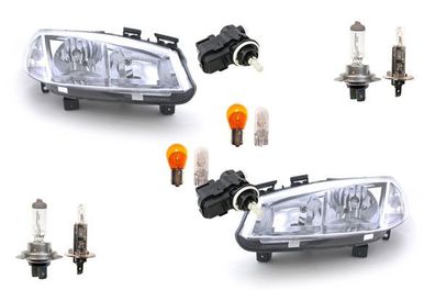 Scheinwerfer passend für Renault Megane II 02-05 Leuchtmitt. Li. Re + Stellmotor