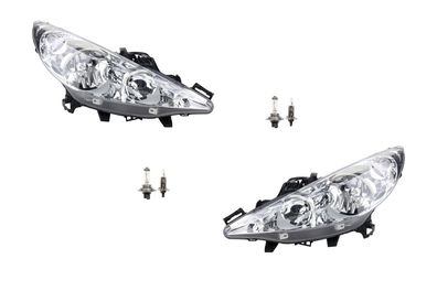 Scheinwerfer Halogen passend für Peugeot 207 02/2006- mit H1 H7 Set Links Rechts