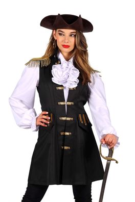 Damen Piratin schwarze Weste Piratenweste Piratenkostüm Seeräuberin Kostüm