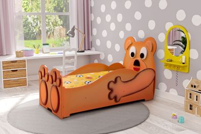 Teddy Bear Small/ Big] Kinderzimmerbett in Braun165x87x88/205x100x100