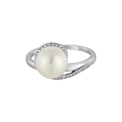 Luna Creation Ring 585/ -Weißgold Perle Diamanten 0.11ct VL42-10366