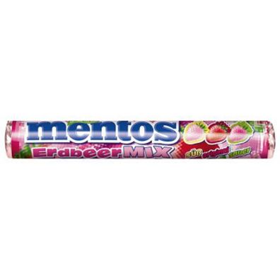 Mentos Erdbeer Mix Dragees 1 Rolle Erdbeere süß und sauer 37g