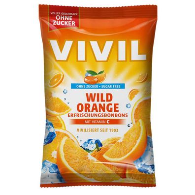 Vivil Wild Orange Erfrischungsbonbons ohne Zucker mit Vitamin C 120g