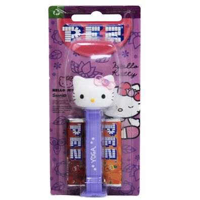 Pez Hello Kitty Yoga mit lila Fuß und 2 Päckchen süße Bonbons 17g