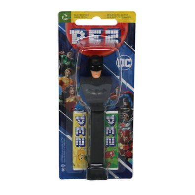 Pez Heroes Batman mit schwarzem Fuß und 2 Päckchen süße Bonbons 17g