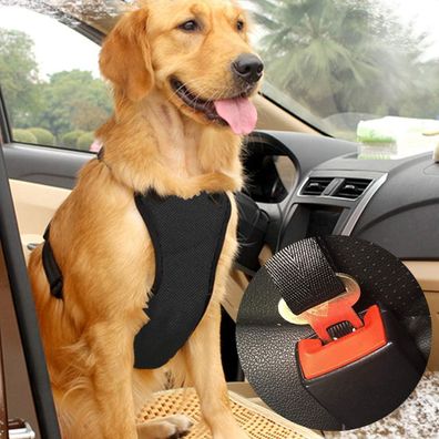 Hunde-Sicherheitswestengeschirr mit Sicherheitsgurt für die meisten Autos, schwarz