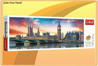 Puzzle Trefl 500 Teile Panorama Themse Big Ben And Palace Of Westminister London NEU