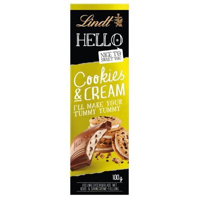 Lindt Hello Tafel Cookie und Cream mit knusprigen Cookiestückchen 100g