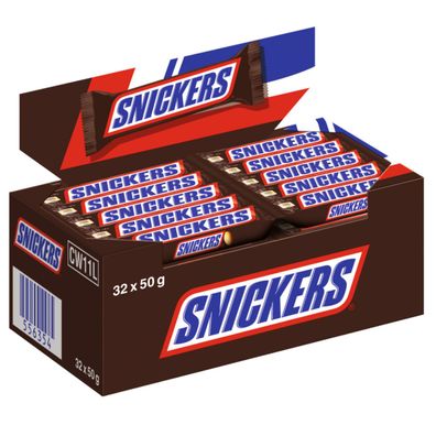 Snickers Thekendisplay mit 32 einzeln verpackten Riegeln 32x50g