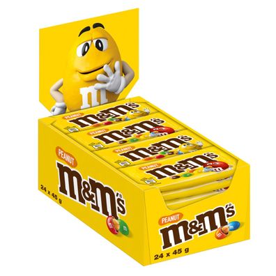 M&Ms Peanut mit 24 Portionen Erdnüsse in Milch Schokolade 24x45g