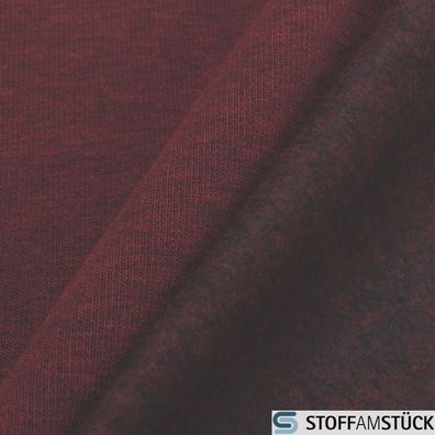 0,5 Meter Stoff Baumwolle Polyester Sweat Jersey Melange bordeaux meliert weich