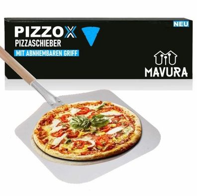 PIZZOX Pizzaschaufel Pizzaschieber mit abnehmbarem Griff aus Buchenholz Edelstahl Piz