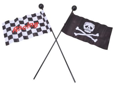 Filmer 40156 Fahrrad Fahne - Style - 113cm lang - Piraten Totenkopf oder Racing Flag