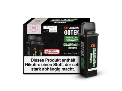 Aspire - GoTek Pod Kiwi Markisa Guava 20mg/ ml (2 Stück pro Packung)