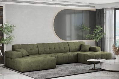 Ecksofa U-form Sofa U-form NIMES stilvol viele farben Stoff Perfect Harmony Grün