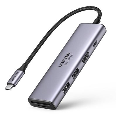 Ugreen Multifunktions-HUB USB Typ C - 2x USB 3.2 Gen 1 / HDMI 4K 60Hz / SD- und ...