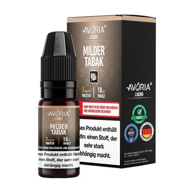 Avoria - Milder Tabak E-Zigaretten Liquid 12 mg/ ml