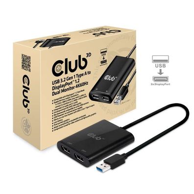 Adapter USB-A 3.1 => DisplayPort 1.2 * Club3D* Dual Monitor 4K60Hz