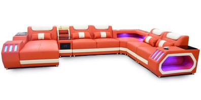 Ecksofa U-Form Orange Wohnlandschaft Couch Polster Eckgarnitur Sofa Modern