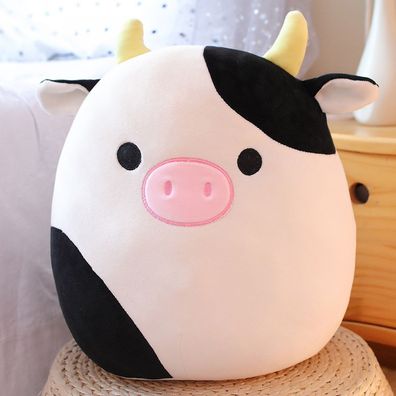 30CM Kissen Weiches schwarz-wei?es Kuhkissen Molch-Pl¨¹schpuppen-Maskottchen-Schwarz
