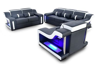 Sofagarnitur 3 + 2 + 1 Sitzer Set Design Sofa Polster Couchen Beleuchtet Couch