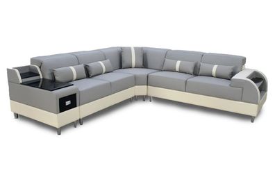 Ecksofa L-Form Sofa Couch Design Polster Modern Eckgarnitur Grau
