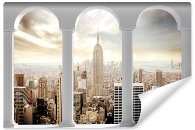 Muralo Selbstklebende Fototapete New York Stadtpanorama Wolkenkratzer Säulen 3D
