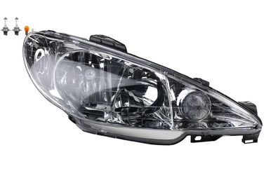 Scheinwerfer Halogen Front passend für Peugeot 206 CC 09/98- Rechts Leuchtmittel