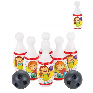 Pilsan Bowling Midi 06419, Kinder Bowlingspiel mit 6 bunte Kegel und 1 Kugel