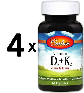 4 x Vitamin D3 + K2 - 60 caps