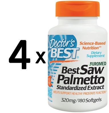 4 x Best Saw Palmetto Extract, 320mg - 180 softgels