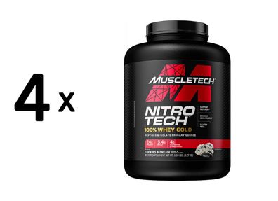 4 x Muscletech Nitro Tech 100% Whey Gold (5lbs) Cookies and Cream