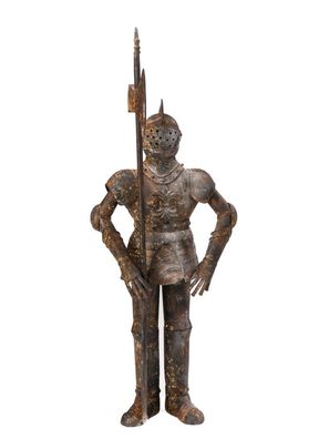 Skulptur Ritter 92cm Eisen Ritterrüstung rostig Rüstung Antik-Stil knight iron