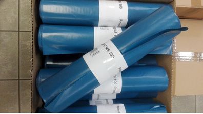 10 Rollen EXTRA STARKE Müllsäcke LDPE reißf 120L 700x1100Typ100 blau ca.80my