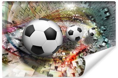 Selbstklebende Fototapete Fußball Puzzle Sport Tunnel Abstraktion 3D Effekt