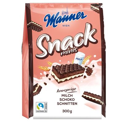Manner Snack Minis Kakaowaffeln mit Milch und Schoko Füllung 300g