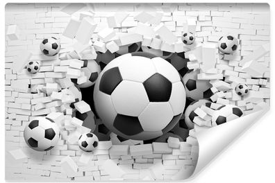 Muralo Selbstklebende Fototapete Fußball Ziegel Sport Mauer 3D Effekt