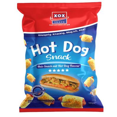 XOX Hot Dogs knuspriger Maissnack mit Hot Dog Geschmack 100g