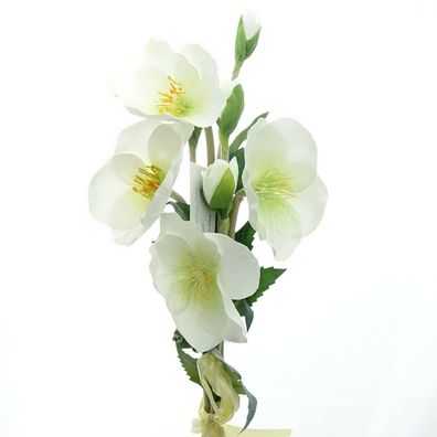 Christrosenarrangement 4 Blüten mit Schleife - Kunstblumen