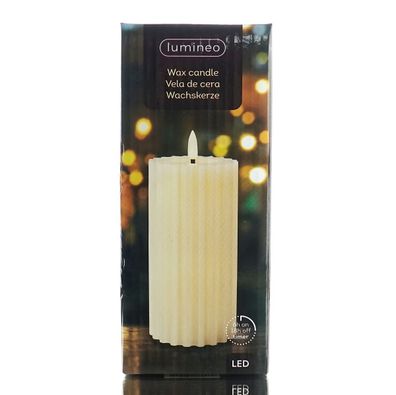 Lumineo LED Wachskerze Cream cremeweiß Ø 7 cm Höhe 17,3 cm warmweiß Indoor