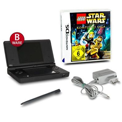 Nintendo DSi Konsole in Schwarz #81B + Ladekabel + Lego Star Wars Komplette Saga