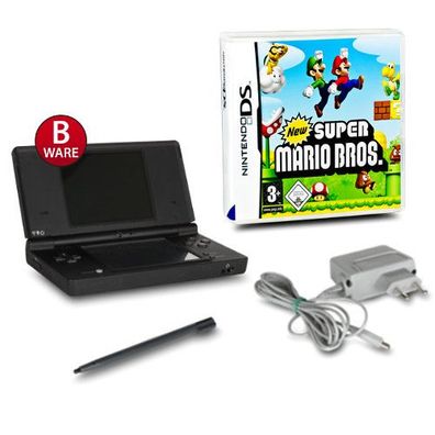 DSi Konsole in Schwarz #81B + original Ladekabel + Spiel New Super Mario Bros.