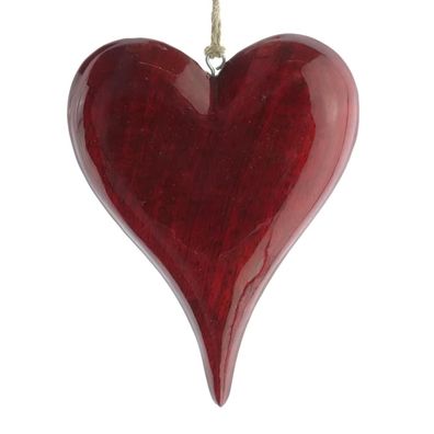 Anhänger Massivo Herz Rot & Natur 15 cm - Holz