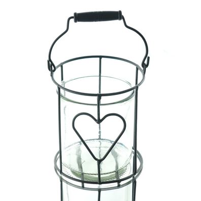 Scheulen Laterne mit Herz & Glaseinsatz für Kerzen Ø 14 cm - Metall