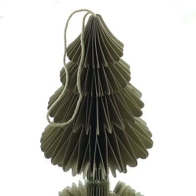 Weichnachtskugel Tannenbaum Taupe mit Aufhänger 14,5 cm - aus Papier