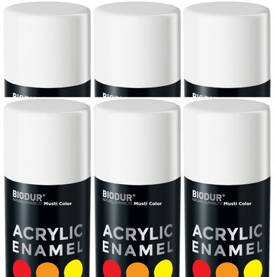 6x 400ml Acryl Sprühfarbe Lackspray Autolack Dose Graffiti Reinweiß Matt RAL 9010