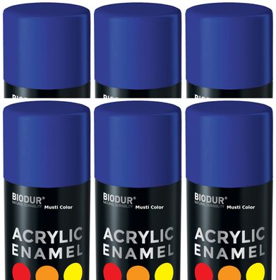 6x 400ml Acryl Lackspray Autolack Spraydose Graffiti Farbe Ultramarinblau RAL 5002