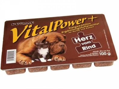 Petman Vital Power Herz vom Rind Hundefutter 100 g (Inhalt Paket: 50 Stück)