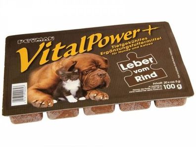 Petman Vital Power Leber vom Rind Hundefutter 100 g (Inhalt Paket: 50 Stück)