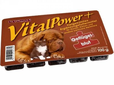 Petman Vital Power Geflügelblut Hundefutter 100 g (Inhalt Paket: 50 Stück)